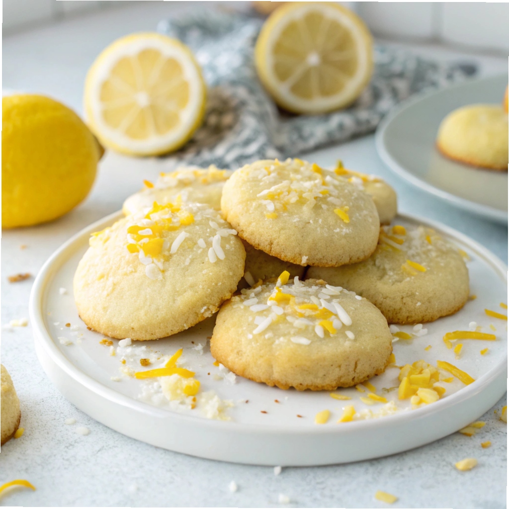 Lemon Coconut Drop Shortbread Cookies