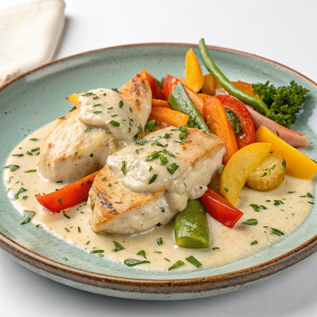 Creamy Garlic Chicken & Vegetables