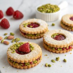 Raspberry Pistachio Linzer Cookies