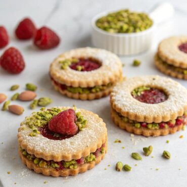 Raspberry Pistachio Linzer Cookies